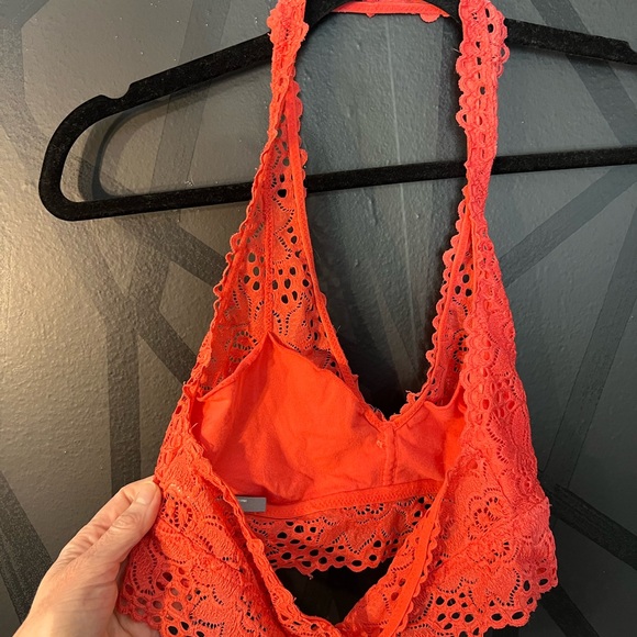 Aerie Lace Halter Bralette - Bright Orange - Picture 2 of 4